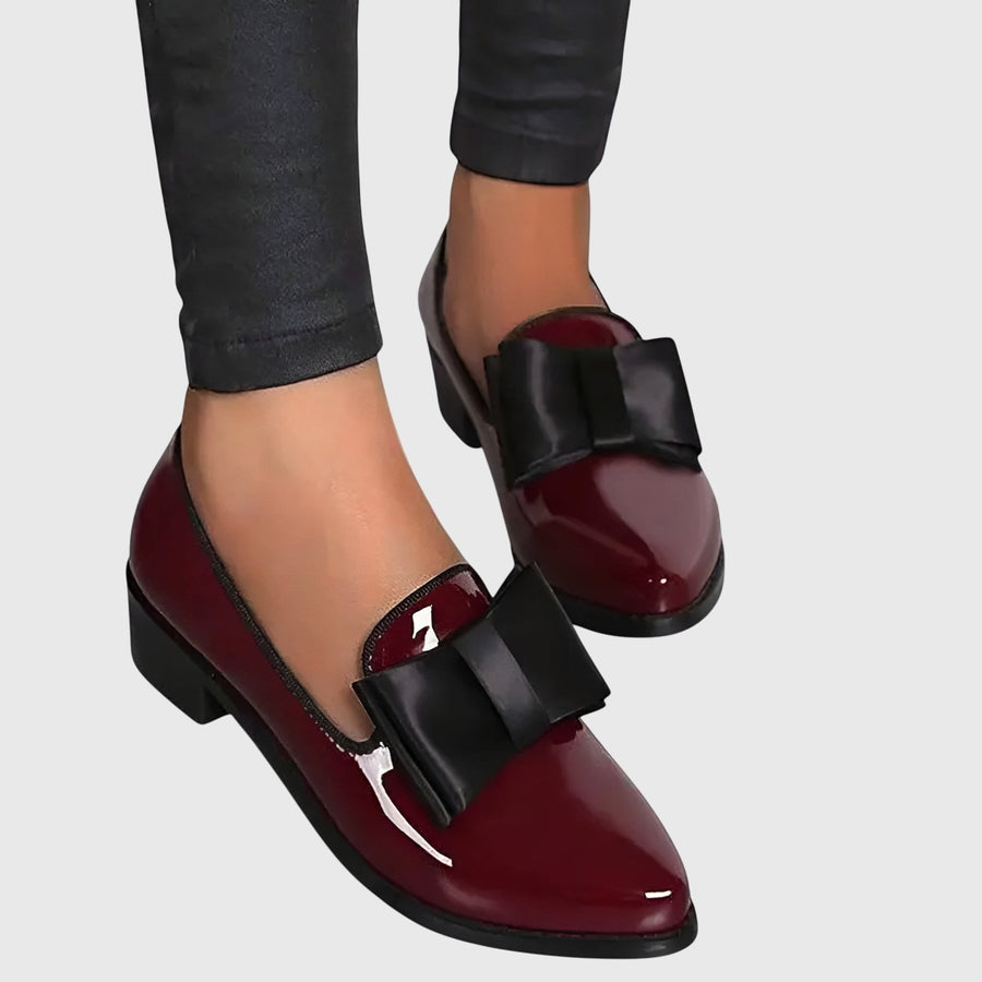 Imogen Women's Bow Pointed Loafers in Black