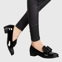 Imogen Women's Bow Pointed Loafers in Black