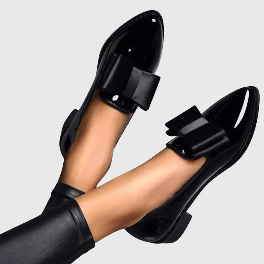 Imogen Women's Bow Pointed Loafers in Black