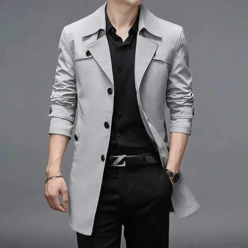Imre Trench Coat in Light Grey