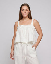 India Airy Linen Top with Ruffles