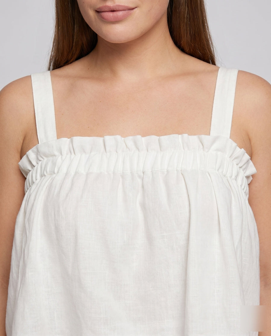 India Airy Linen Top with Ruffles