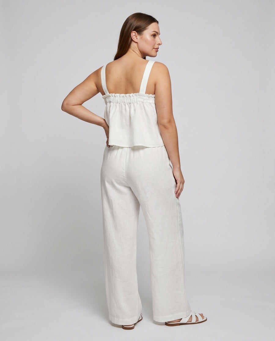 India Airy Linen Top with Ruffles