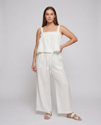 India Airy Linen Top with Ruffles