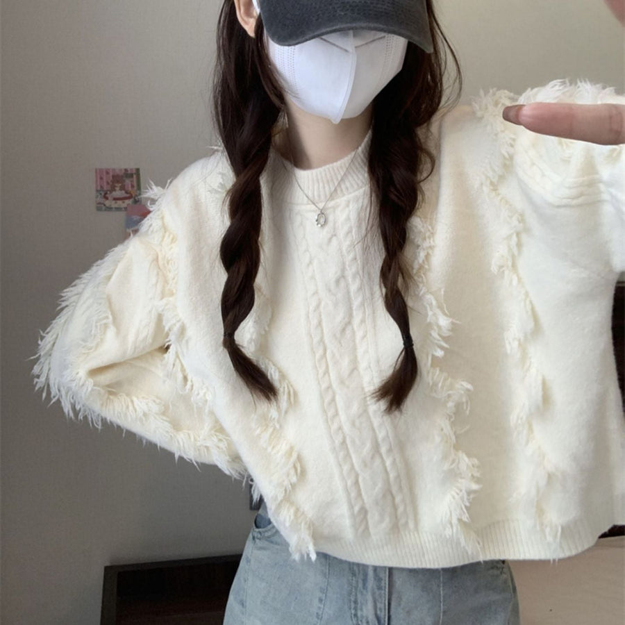India Casual Knit Sweater in Ivory