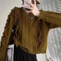 India Casual Knit Sweater in Olive Green
