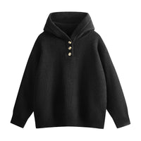 India Knit Sweater with Stand Collar in Dark Grey