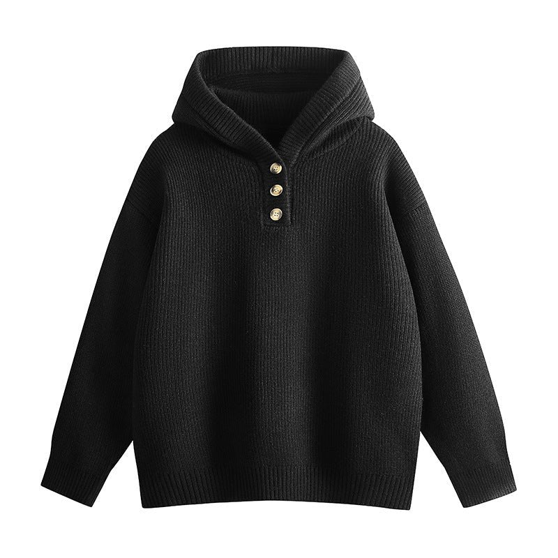 India Knit Sweater with Stand Collar in Dark Grey