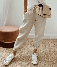 India Linen Trousers in Beige
