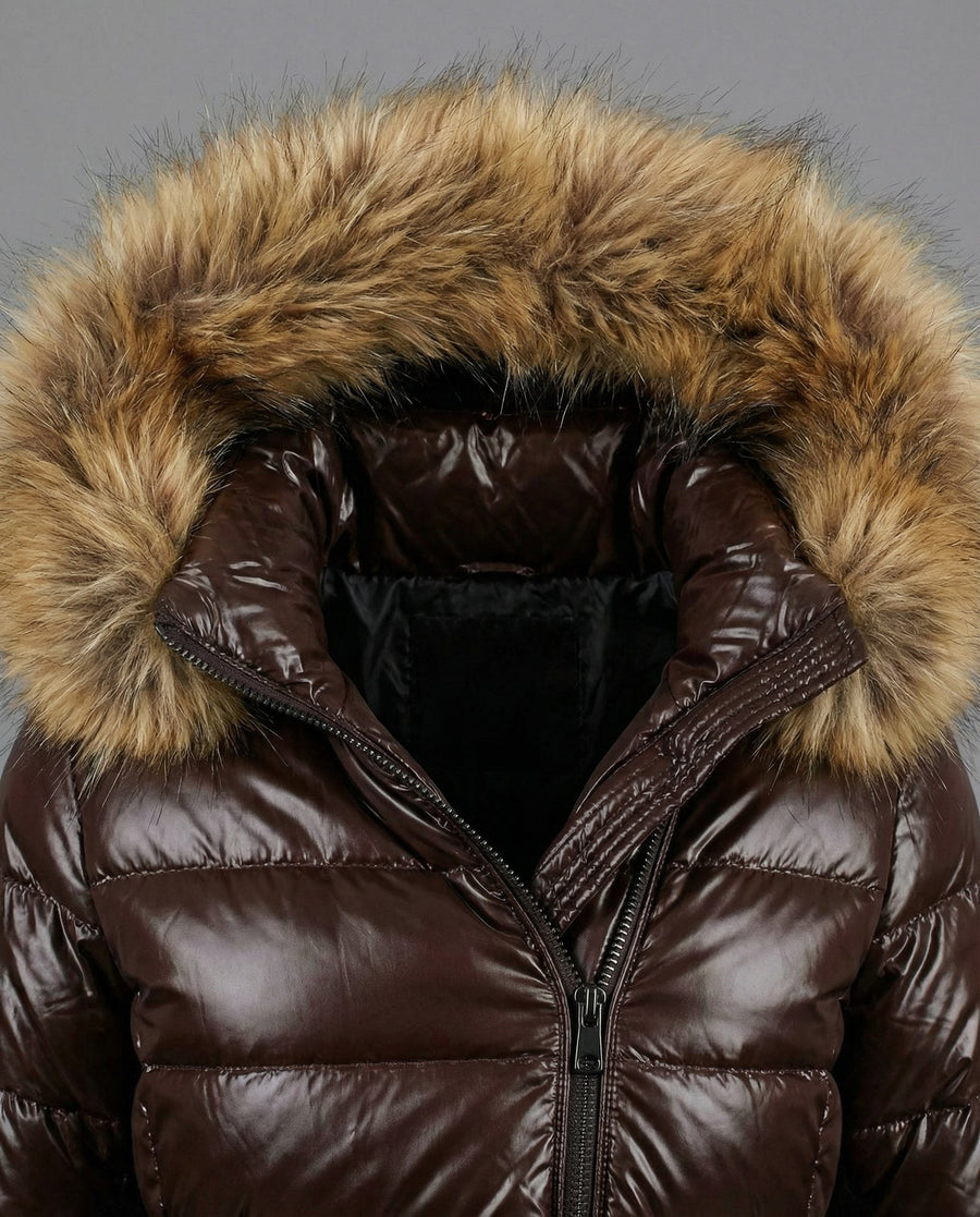 India Quilted Jacket in Brown