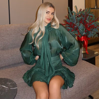 Ines Airy Chiffon Dress in Green
