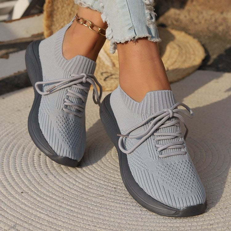 Ines Breathable Knit Sneakers in Grey