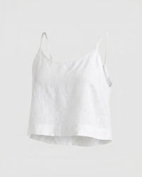 Ines Casual Linen Top in White