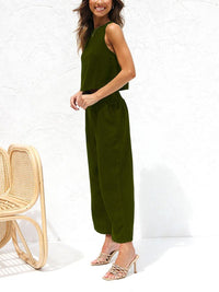 Ines Casual Linen Vest with Sleeveless and Button Front