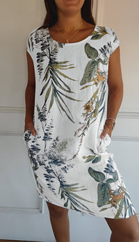 Ines Dress in Weiß Und Grün
