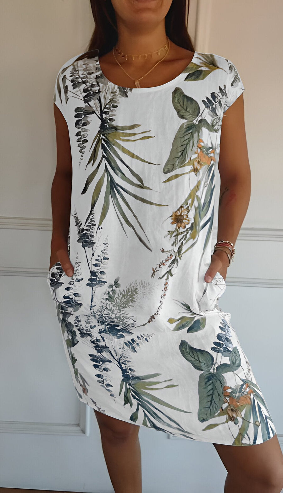 Ines Dress in Weiß Und Grün