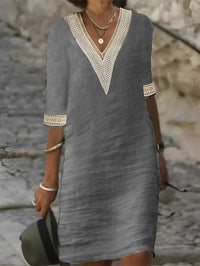 Ines Linen Dress in Grey
