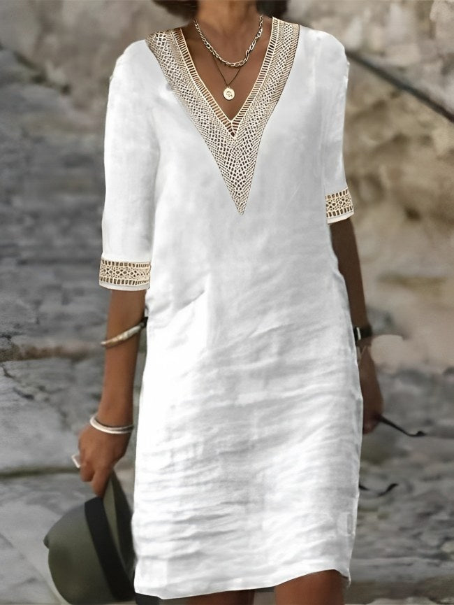 Ines Linen Dress in White