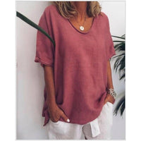 Ingrid Casual Linen Top in Bordeauxrot