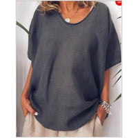 Ingrid Casual Linen Top in Dark Grey