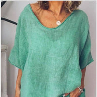 Ingrid Casual Linen Top in Light Grey