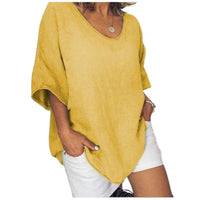 Ingrid Casual Linen Top in Light Grey