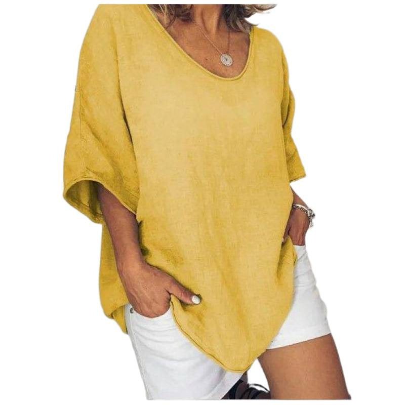 Ingrid Casual Linen Top in Light Grey