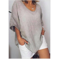 Ingrid Casual Linen Top in Light Grey