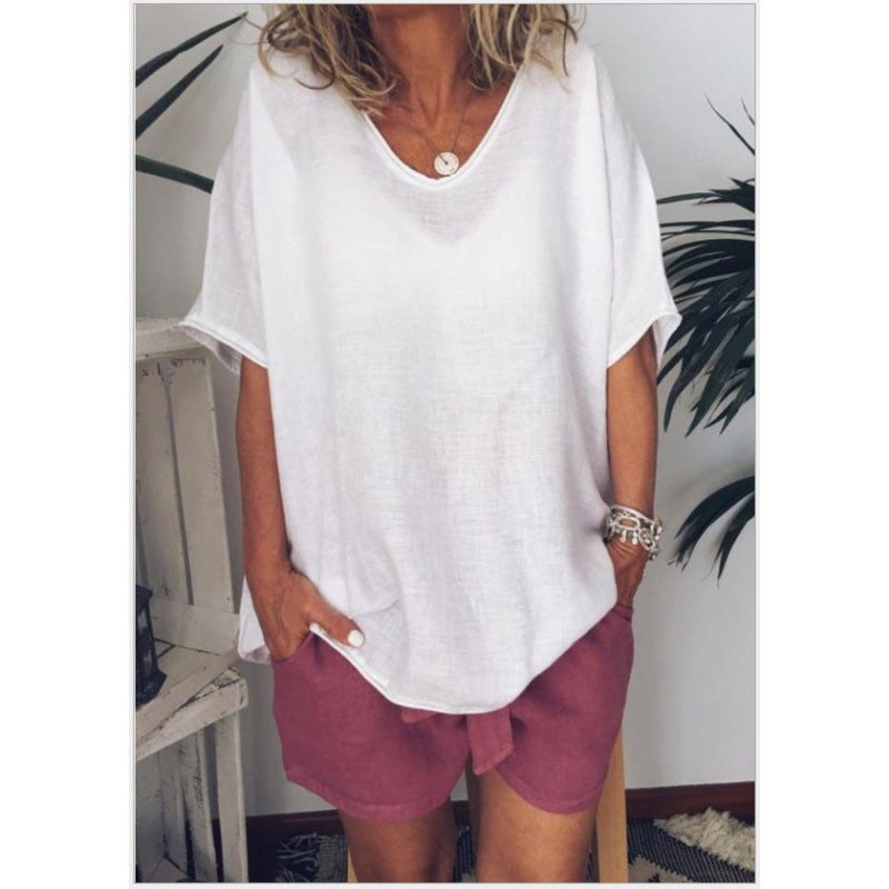 Ingrid Casual Linen Top in White
