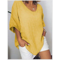Ingrid Casual Linen Top in Yellow