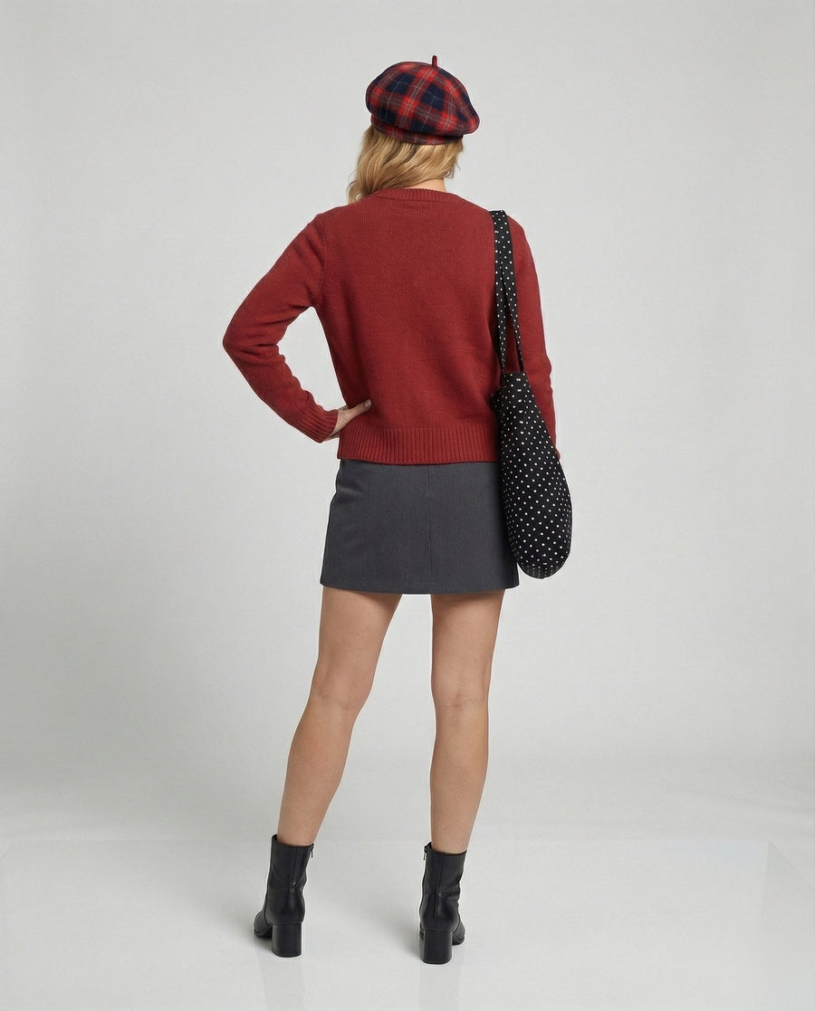 Ingrid Elegant Knit Cardigan in Red