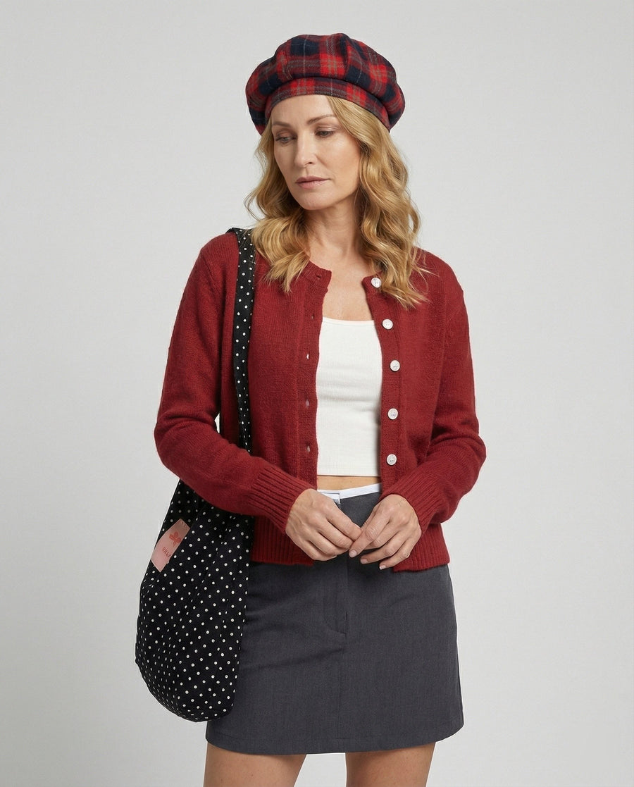 Ingrid Elegant Knit Cardigan in Red