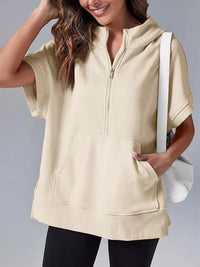 Ingrid Hoodie with Zip Front and Pockets in Apricot