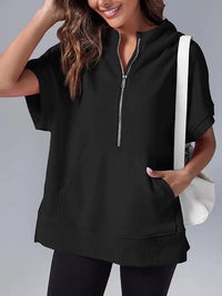 Ingrid Hoodie with Zip Front and Pockets in Black