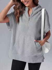 Ingrid Hoodie with Zip Front and Pockets in Grey