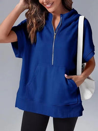 Ingrid Hoodie with Zip Front and Pockets in Navy
