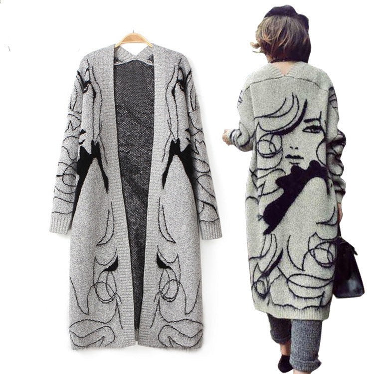 Ingrid Knit Coat with Long Sleeve in Grey