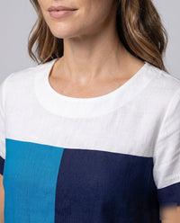 Ingrid Linen Dress with Crew Neck and Short Sleeve
