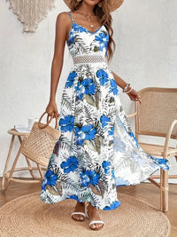 Ingrid Summer Dress with Floral Print in Blue