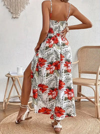 Ingrid Summer Dress with Floral Print in Red