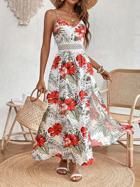 Ingrid Summer Dress with Floral Print in Red
