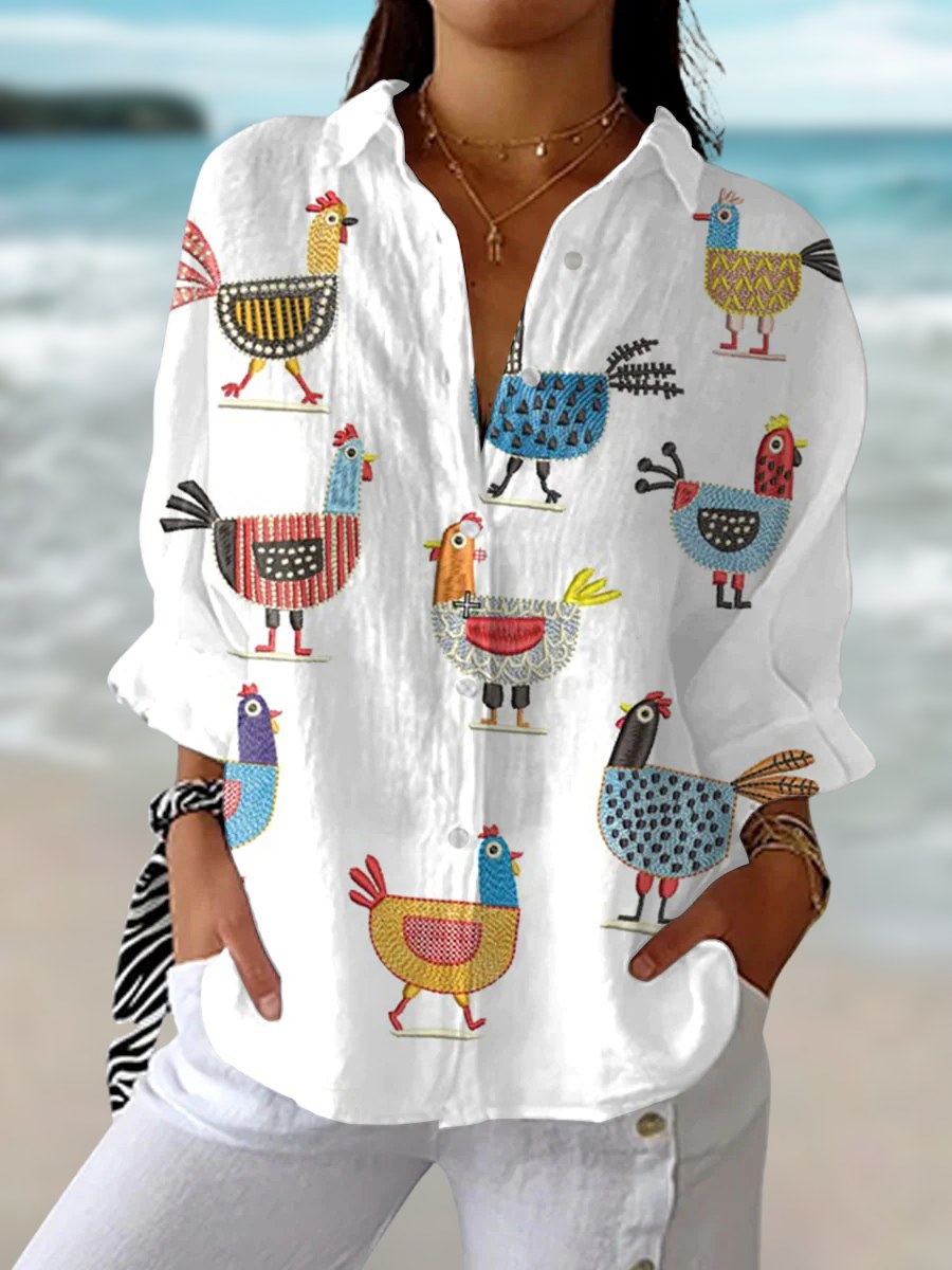 Ingrid™ Playful Hen Blouse in Multicolour