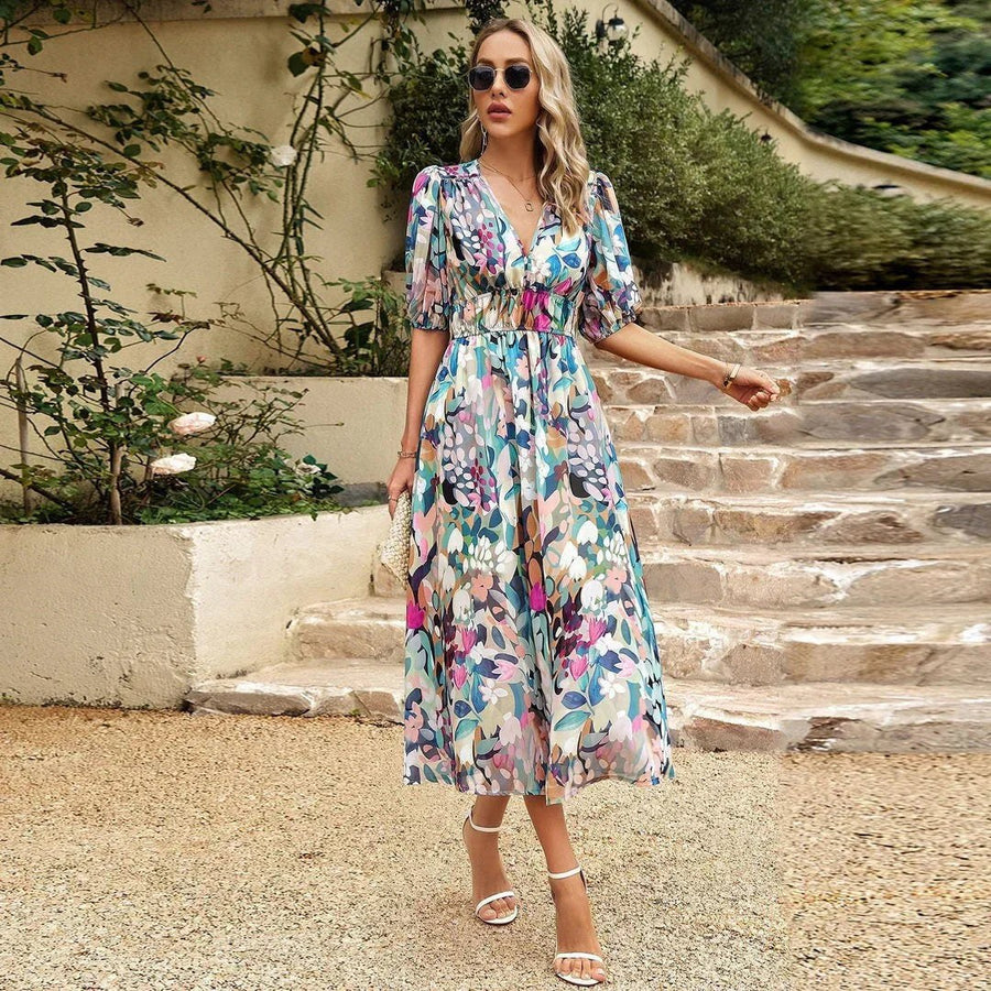 Innova V-Neck Dress in Multicoloured