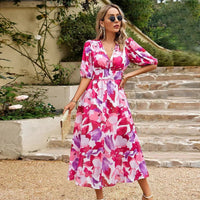 Innova V-Neck Dress in Pink