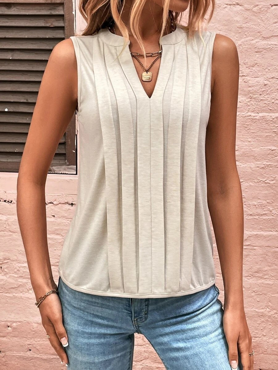 Irene Elegant Blouse with Sleeveless in Apricot
