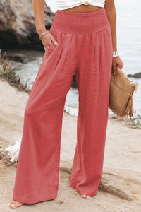Iris Comfortable Linen Trousers in Brodeaux