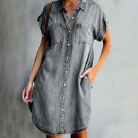 Iris Denim Dress in Grey
