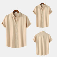 Iris Elegant Shirt with Short Sleeve and Button Front in Beige