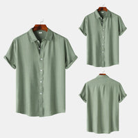 Iris Elegant Shirt with Short Sleeve and Button Front in Beige