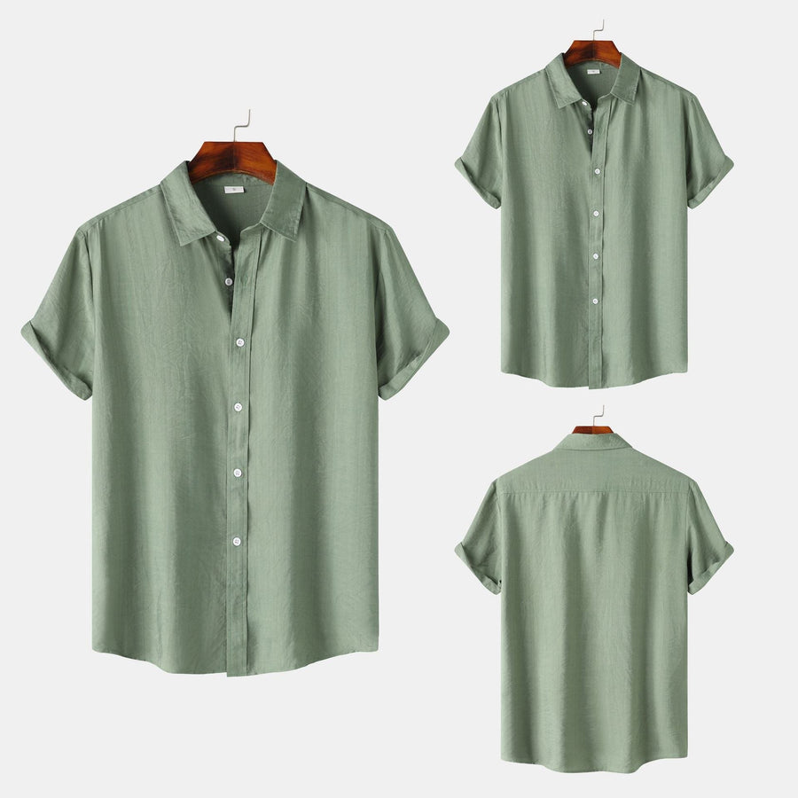 Iris Elegant Shirt with Short Sleeve and Button Front in Beige